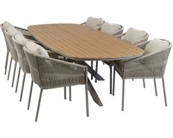 9-delige tuinset | 8 Elvira tuinstoelen (Camel) | Tuintafel Cadiz 280x115cm (Camel)
