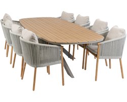 9-delige tuinset | 8 Es Vedra tuinstoelen (Teakhout) | Tuintafel Cadiz 280x115cm (Camel)