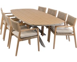 9-delige tuinset | 8 Felline tuinstoelen (Acaciahout) | Tuintafel Cadiz 280x115cm (Camel)