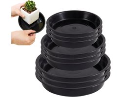 9 Pcs Plant Pot Saucers - Zwarte Plantenbak - Waterdichte Bloempot - Druppelbak voor Binnen - Buitengebruik - Tuinplanten (14cm/18cm/21cm)