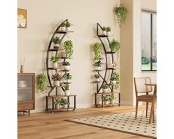 9-Tier Metal Plant Stand with Grow Lights and Wheels, 68" Tall Indoor Half-Moon Corner Shelf Rack – Multi-Level Display for Living Room, Patio, Office