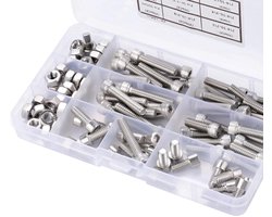 90 stks UNC Rvs Hex Socket Cap Head Machine Schroeven Precieze Bouten & Moeren Assortiment Kit 1/4-20 | Meerdere maten