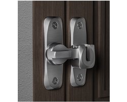90/180 graden schuurdeurslot, ponsvrij en ponsvrij, privacybescherming, antidiefstalgesp deurslot, veiligheidsschuifdeurslot,inclusief accessoires, geschikt voor slaapkamer, schuifdeur, vlakke deur, tuin, badkamer, kast, raam,Zilver