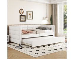 90*200cm slaapbank met uitschuifbaar bed, minimalistische stijl, beige