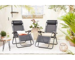 909 Outdoor - Ligstoellen Set van 2 - met Hoofdkussen - Verstelbare Rug- en Voetleuning - Staal - 92 x 65 x 114 cm - Inklapbaar - Maximaal Draaggewicht: 120 kg