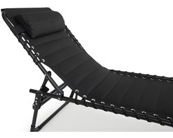 909 OUTDOOR Opvouwbare Ligstoel Padding - Zwart - Met Kussen & Verstelbare Rug - 189x59x30 cm - Tot 110 kg