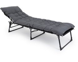 909 Outdoor Premium Ligbed met comfortabel kussen - Verstelbare Rugleuning - 189x59x30cm - Max draagvermogen: 110KG