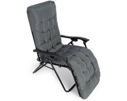 909 Outdoor Premium ligstoel met kussen - 1 pack - 165x65x113 cm - 110kg belasting - Antraciet