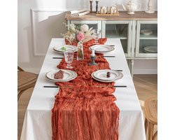 90x180cm Chiffon Table Runner - Pleated Tablecloth - Bohemian Country Style Table Decoration - Burlap Tablecloth - Home Decoration - Suitable for Festivals, Parties