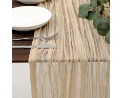 90x300cm Chiffon Table Runner - Pleated Tablecloth - Bohemian Country Style Table Decoration - Burlap Tablecloth - Home Decoration - Suitable for Festivals, Parties