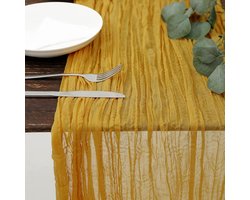 90x300cm Chiffon Table Runner - Pleated Tablecloth - Bohemian Country Style Table Decoration - Burlap Tablecloth - Home Decoration - Suitable for Festivals, Parties