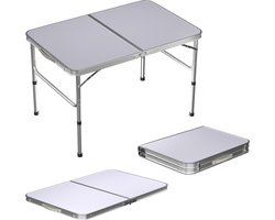 90x60cm Opvouwbare campingtafel van aluminium, hoogte‑verstelbaar, draagbare picknicktafel voor buiten, kamperen, marktkraam en thuisgebruik