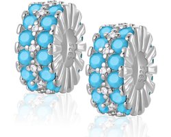 925 sterling zilveren stoppers bedels voor armband met rubberen clip design kleuren stopper bedels voor Bead Charm armband hanger spacer (2 stuks)