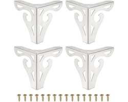 9.6cm Hollow Furniture Legs - Set of 4 - Moderne Metalen Driehoekige Sofa Poten - Vervangingspoten voor Meubels zoals Bank, Kast, Dressoir, Tafel, Stoel, Ottoman, Boekenkast, Kledingkast - Zilver