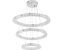 96W hanglamp met 3 ringen, creatieve hanglamp, in hoogte verstelbare hanglamp voor eettafel, modern design, LED-kroonluchter, koel wit, geschikt voor woonkamer, eetkamer en hotel NAIZY