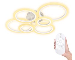 96W LED-plafondlamp, dimbaar met afstandsbediening, LED-lampen, verstelbare plafondlampen voor woonkamer, slaapkamer, badkamer, woonkamerlamp, 6 witte ringen