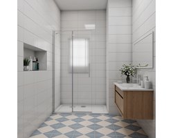 96x185cm Douchewand-Inloopdouche draaideur 6mm NANO EasyClean veiligheidsglas profiel van glanzend chroom.