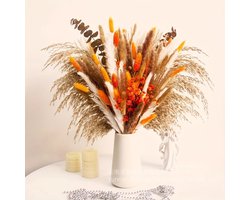 97 Stuks Gedroogde Pampasgras - Natuurlijke Gedroogde Bloemen - Herfstdecoratie - Landelijke Bohemian Tafeldecoratie - DIY Huisdecoratie