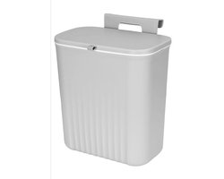 9L Prullenbak - Hangen en Staan - Afvalbak - Grijs - GFT Prullenbak - Geen Geur - Goed Sluitende Deksel