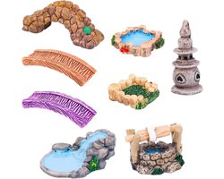 9pcs Tuin Ornamenten - Feeën Tuin Beeldjes - Tuinaccessoires - Landschapsdecoratie - Mini Meditatie Zen Tray Items Kit voor DIY Craft Tuin Decor