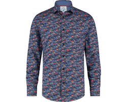 A Fish named Fred - Mannen - Overhemd - Piste borden - Blauw - Maat L