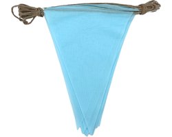 a sunny day vlaggenlijn stof - blauwe stoffen vlaggenlijn - babyshower jongen - geboorte jongen - gender reveal - stoffen slinger - vlaggenlijn 10 meter - 100% katoen - vlaggenlijn blauw - babyshower decoratie - verjaardag decoratie - cadeau tip