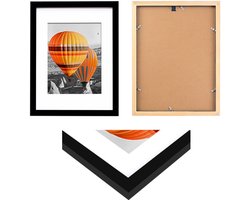A3-fotolijsten, A3-lijst van 100% massief hout met passe-partout voor A4, A3-fotolijsten met acrylglas, A3-posterlijsten voor wandmontage, 29,7 x 42 cm certificaatlijst voor staand formaat, set van 4, zwart