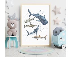 A4 Dive into Underwater Magic with Our Shark Wall Art Poster/ Duik in Onderwatermagie met Onze Shark Wall Art Poster/ Plongez dans la Magie Sous-Marine avec Notre Affiche d'Art Murale Requins