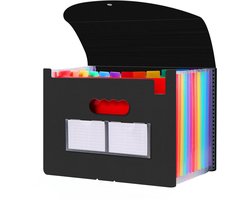 A4-documentsorteerder, uitbreidbare accordeonorganizer voor kantoor-/schoolbenodigdheden met 12 compartimenten met deksel, administratieve papieropslag