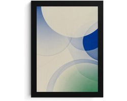 A4 Fotolijst, Abstract Cirkel Kunst aan de Muur, Blauw en Groen, Hoge Resolutie Print, MDF Frame met Acryl Glas, Ingelijste Muurkunst