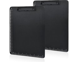 A4 Metalen Clipboard in Zwart, 22.5 x 31.5 cm, Ideaal voor Kantoor en School, Schrijfbord met Ophanggaatje en Rubber Clip