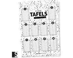 A4 Tafelposter 1 t/m 10 (set) | Tafels leren | Suede design schoolposter