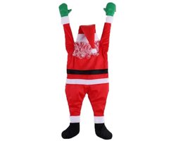 Aafinity Kerst - Kerstversiering - Kerstman - Klimmende kerstman - Wanddecoratie - 170 cm - Flanel - Voor buiten of binnen