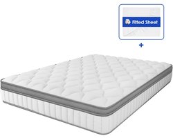 Aafinity Matras - Matras 90 x 200 cm - Voor eenpersoonsbed 90 x 200 cm - 25cm dik - Ademend - met hoeslaken - Wit