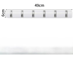 Aan de muur bevestigde kapstok, zwevende deur, kapstok met uitschuifbare haken, aluminium ruimtebesparende hangers, haakrail voor entree, badkamer, hoed, handdoek - Wit Zilver-6 haken