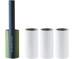 Aan katoen en pet ontharing roller - inclusief 4 plakken (met 3 worden gevuld), gebruikt voor kleding, meubels en auto | antislip handvat, dust (groen)
