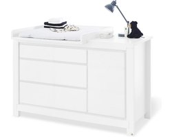 Aankleedkussen 'Milk' Extra Breed - Babycommode - Kinderkast - MDF Lak, Verstelbare Plank - 145cm x 77cm x 100cm