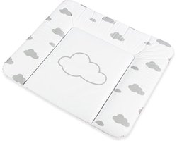 Aankleedkussen 'Wölkchen' - Grijze Babymat - Wasbare Mat - Huidvriendelijk - 85cm x 74cm x 7cm
