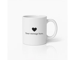 Aanpasbare Bericht Mok – Personaliseerbare Koffiebeker met Hart Ontwerp – Perfect Cadeau voor Geliefden