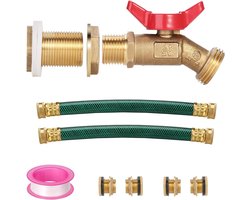 Aansluitkit voor regentonnen - messing kraan- en aansluitset met schroefverbinding