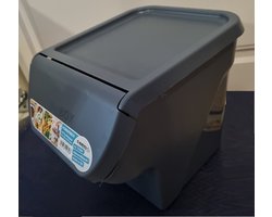Aardappelbak - Vegetable Box - Voorraaddoos - met voorklep - stapelbaar - Grijs - Afmeting 34 x 26 cm
