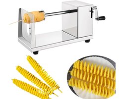 Aardappelschiller Roestvrij Staal Spiraalsnijder, Groenten Twister, Machine Fruit Snijder, Snijmachine met Kurbel en Rubberen Voetjes, Aardappelspiraalsnijder voor Fruit, Aardappelen, Tornado
