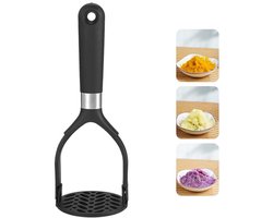 Aardappelstamper - Stamper - Aardappelstamper - Voedselstamper - Opvouwbaar - Keukengereedschap - Geschikt voor thuis en op reis - Geschikt voor het stampen van aardappelen, fruit en groenten - zwart