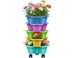 Aardbeientoren Planter - Verticale Tuin - Groenten Kweken - Stapelbaar Ontwerp - 5 Lagen - Groen