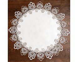 Aardetinten Kant Jacquard Ronde Doily Placemat Gehaakte Theeset Tafel Topper - Decor Cover voor Dressoir Eettafel - 58 cm