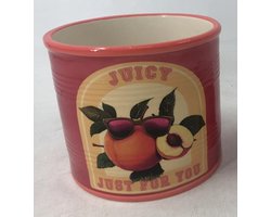 Aardewerk bloempot perzik 13,6x13,6x11,8cm