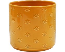 Aardewerk planter - Gele bij - D17.5cm x H17cm