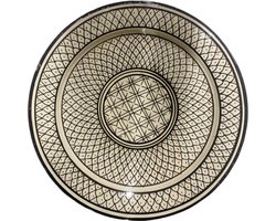 Aardewerk Schaal | Marokkaans | Handbeschilderd | Ø 35 cm | Zwart |