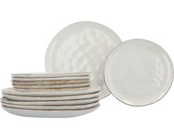 Aardewerk Serviesset 6 persoons Flower Beige 12-delig - Beige