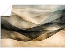 Aardse abstracte golvende vormen - Golf tuinposter - Tuinschilderij golven - Abstracte kunst - Tuinaccessoires - Tuinposters decoratie - tuinposter 105x70 cm